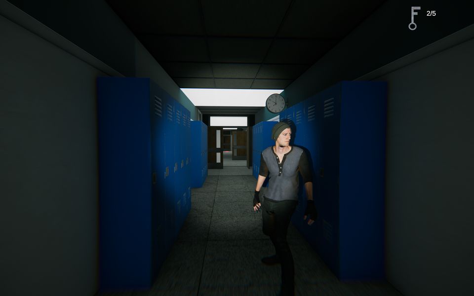 A player in a corridor lined with lockers
