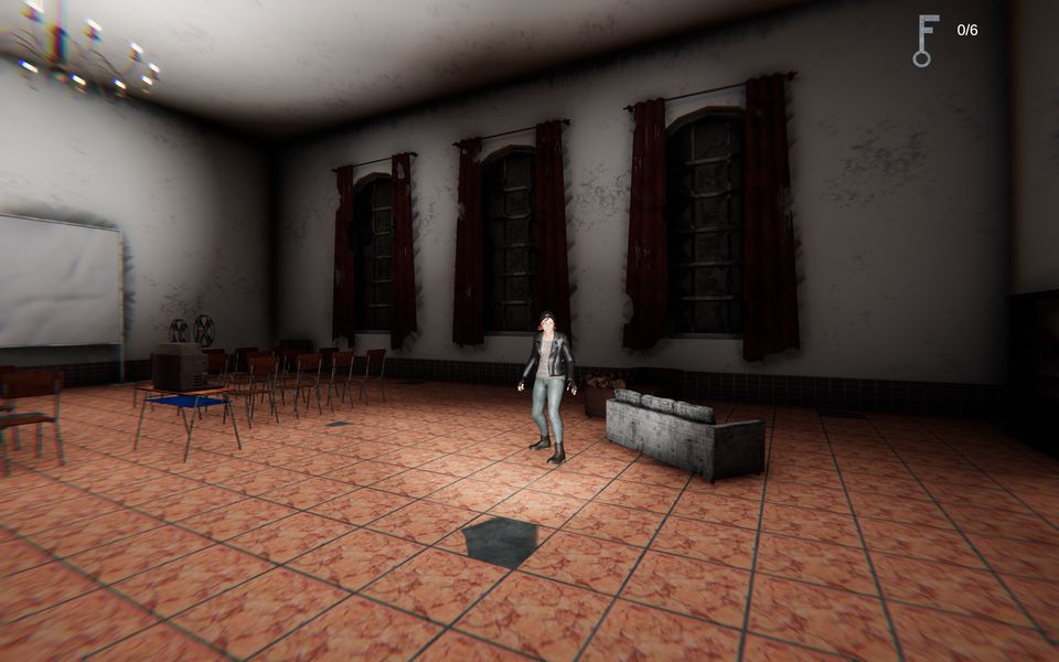 A player in an empty hall